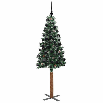 Slim Christmas Tree Green 180 cm PVC and Solid Pine wood