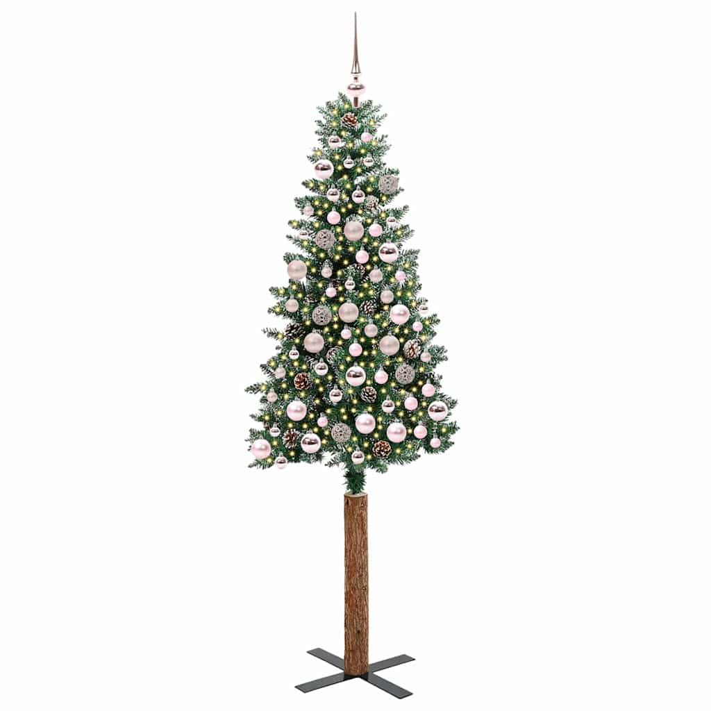 Slim Christmas Tree Green 180 cm PVC and Solid Pine wood