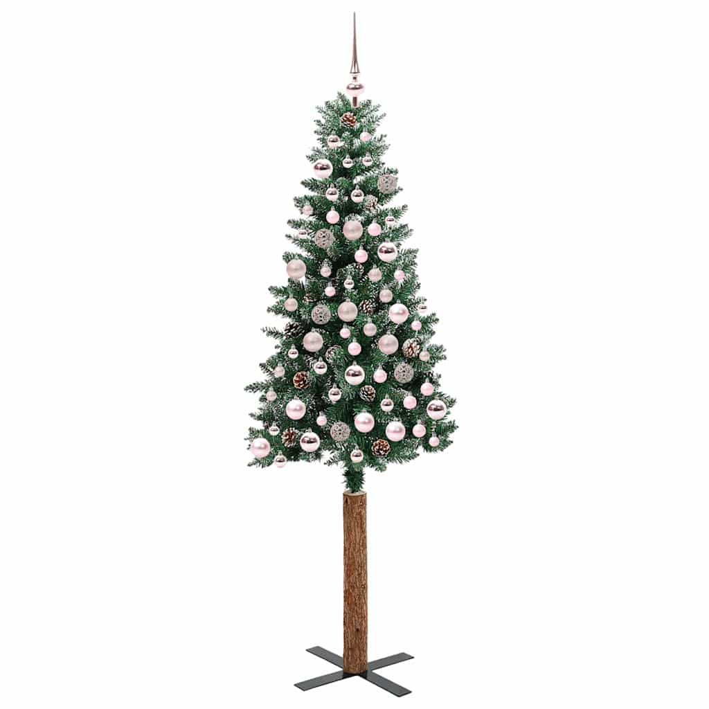Slim Christmas Tree Green 180 cm PVC and Solid Pine wood