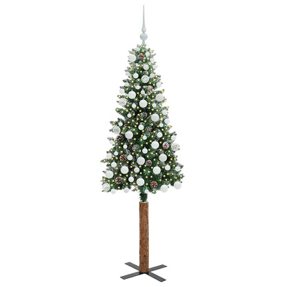 Slim Christmas Tree Green 180 cm PVC and Solid Pine wood