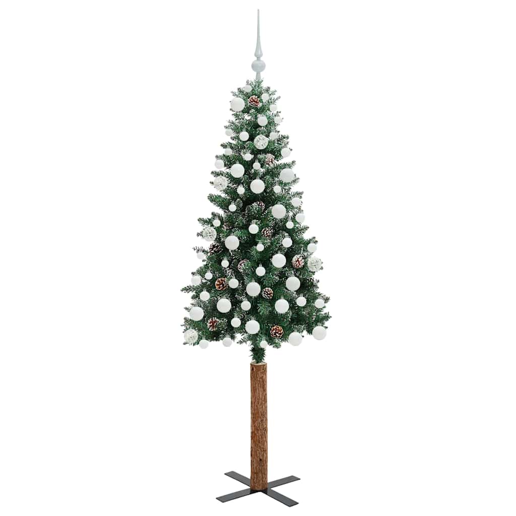 Slim Christmas Tree Green 180 cm PVC and Solid Pine wood
