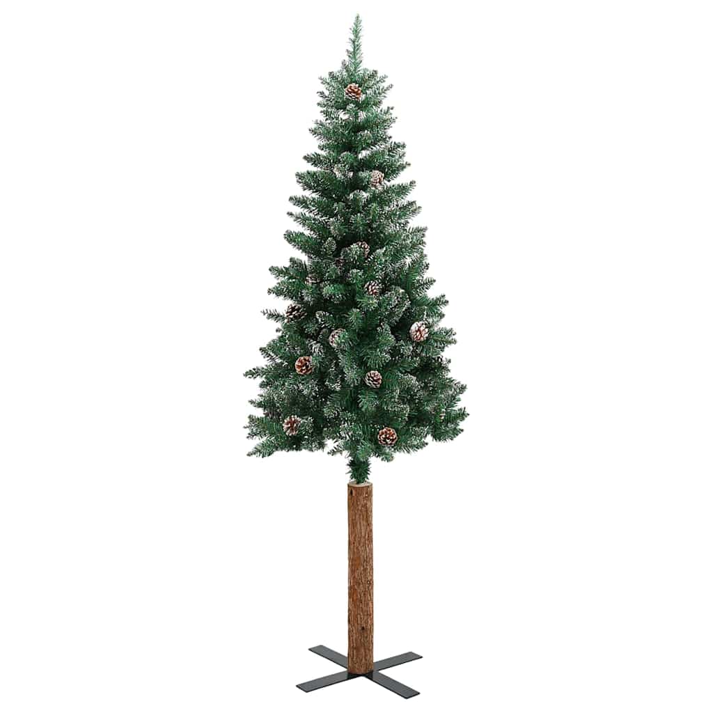 Slim Christmas Tree Green 180 cm PVC and Solid Pine wood