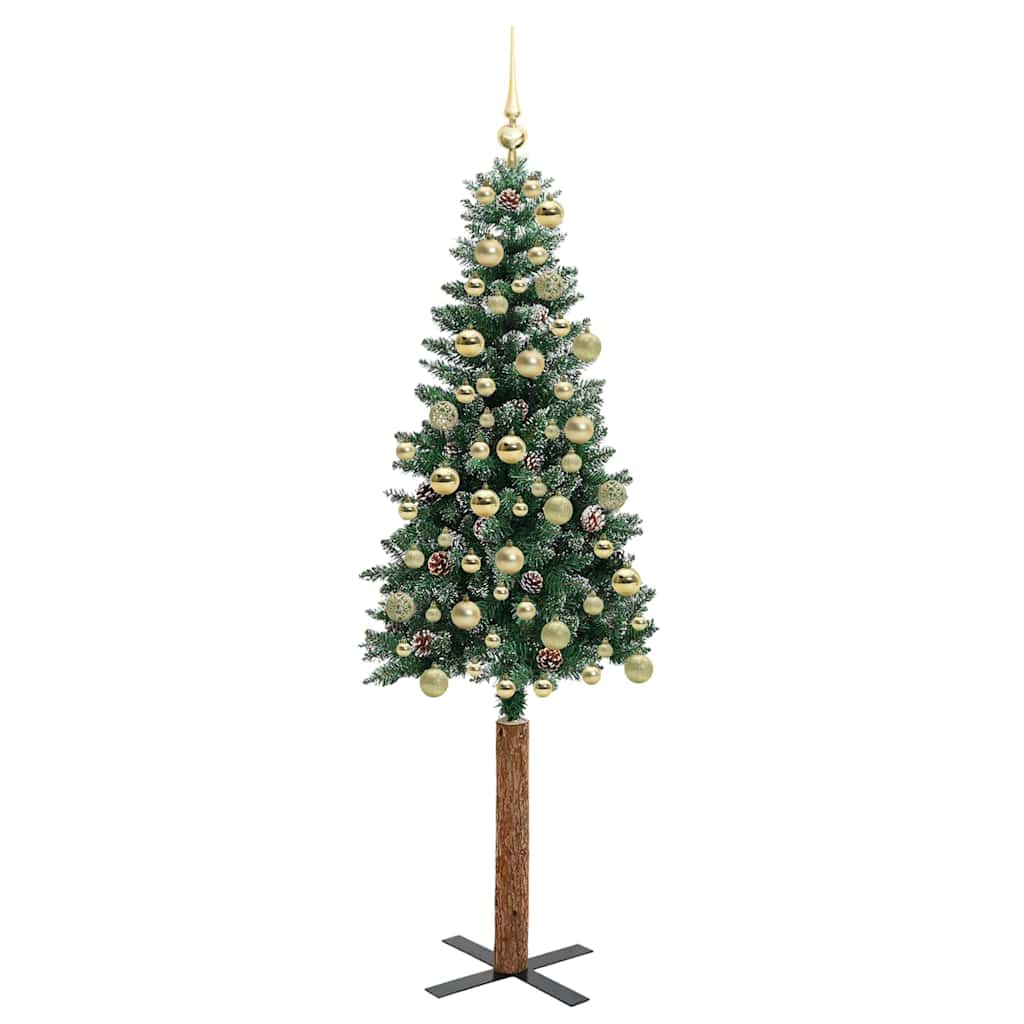 Slim Christmas Tree Green 180 cm PVC and Solid Pine wood