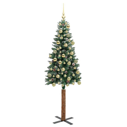 Slim Christmas Tree Green 180 cm PVC and Solid Pine wood