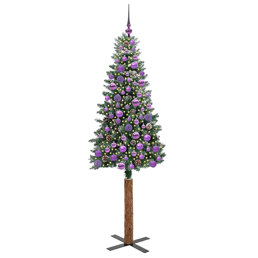 Slim Christmas Tree Green 180 cm PVC and Solid Pine wood
