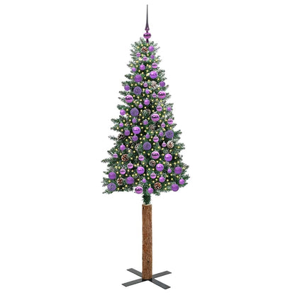 Slim Christmas Tree Green 180 cm PVC and Solid Pine wood