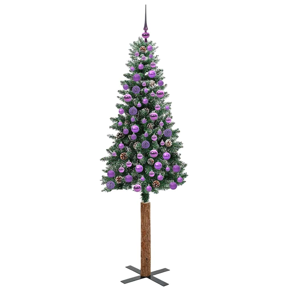 Slim Christmas Tree Green 180 cm PVC and Solid Pine wood