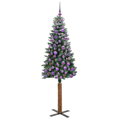 Slim Christmas Tree Green 180 cm PVC and Solid Pine wood