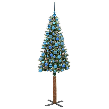 Slim Christmas Tree Green 180 cm PVC and Solid Pine wood