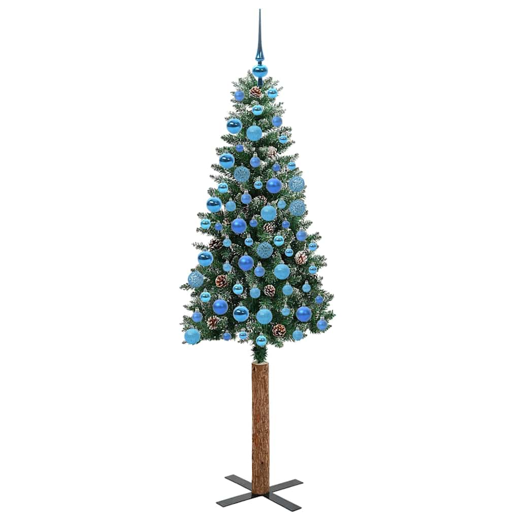 Slim Christmas Tree Green 180 cm PVC and Solid Pine wood