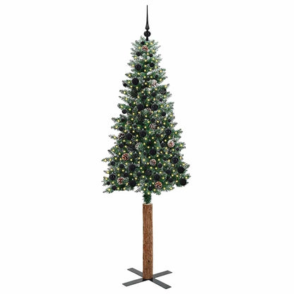 Slim Christmas Tree Green 210 cm PVC and Solid Pine wood