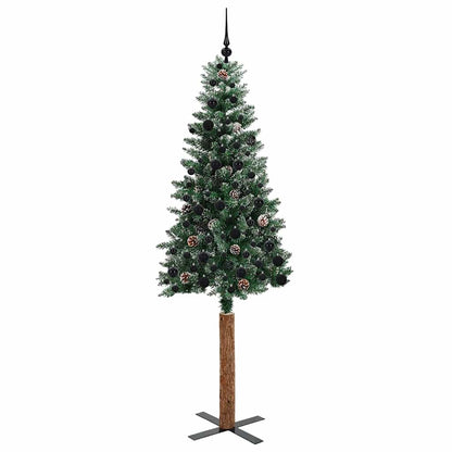 Slim Christmas Tree Green 210 cm PVC and Solid Pine wood