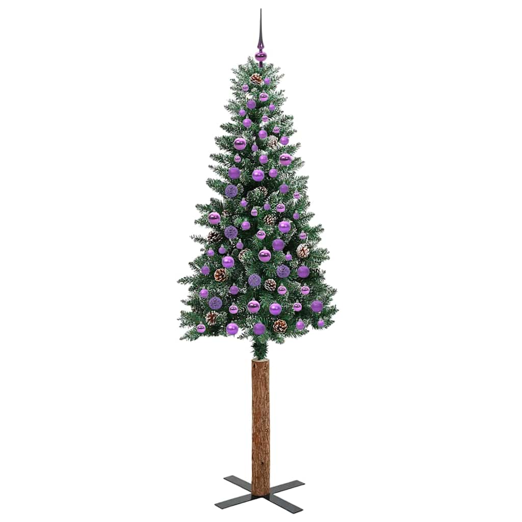 Slim Christmas Tree Green 210 cm PVC and Solid Pine wood