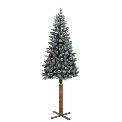 Slim Christmas Tree Green 210 cm PVC and Solid Pine wood