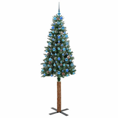 Slim Christmas Tree Green 210 cm PVC and Solid Pine wood