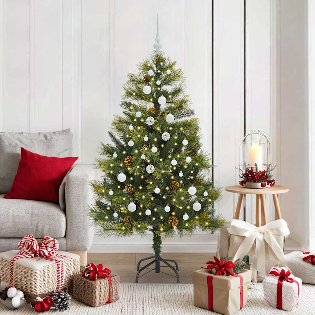 Artificial Hinged Christmas Tree with Cones Green 150 cm