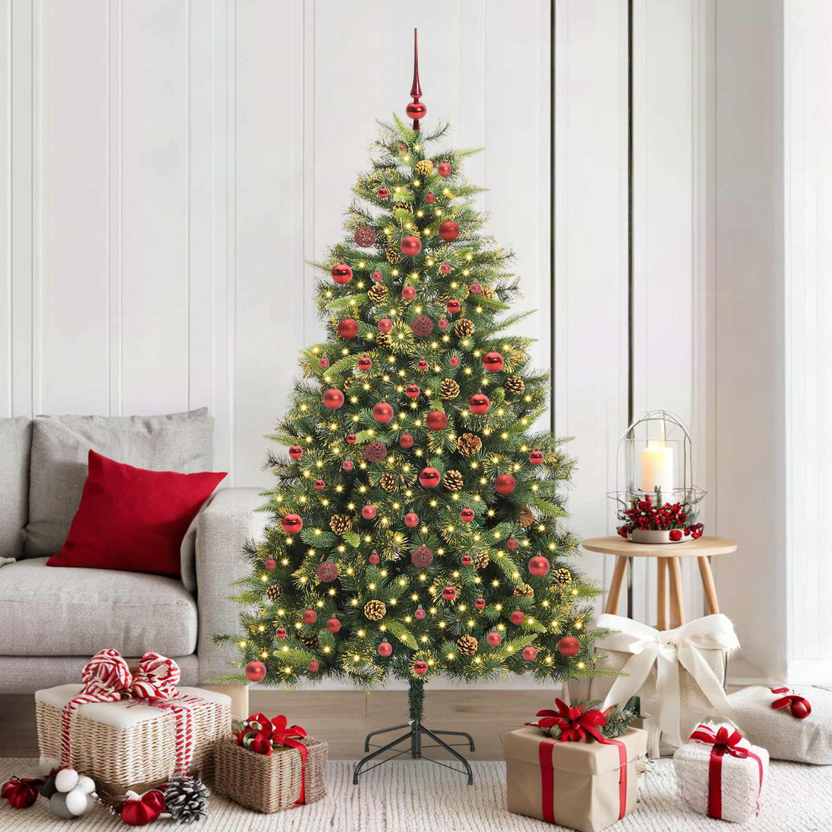 Artificial Hinged Christmas Tree with Cones Green 180 cm