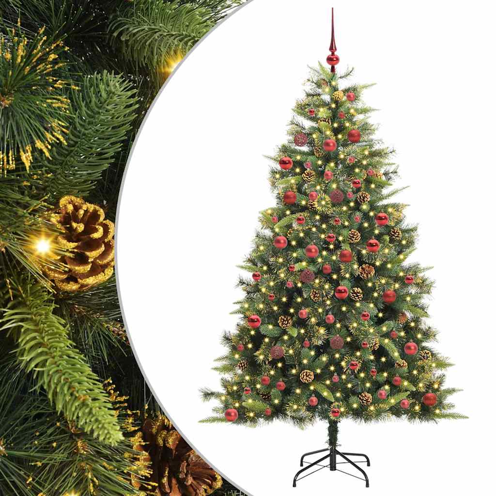 Artificial Hinged Christmas Tree with Cones Green 180 cm