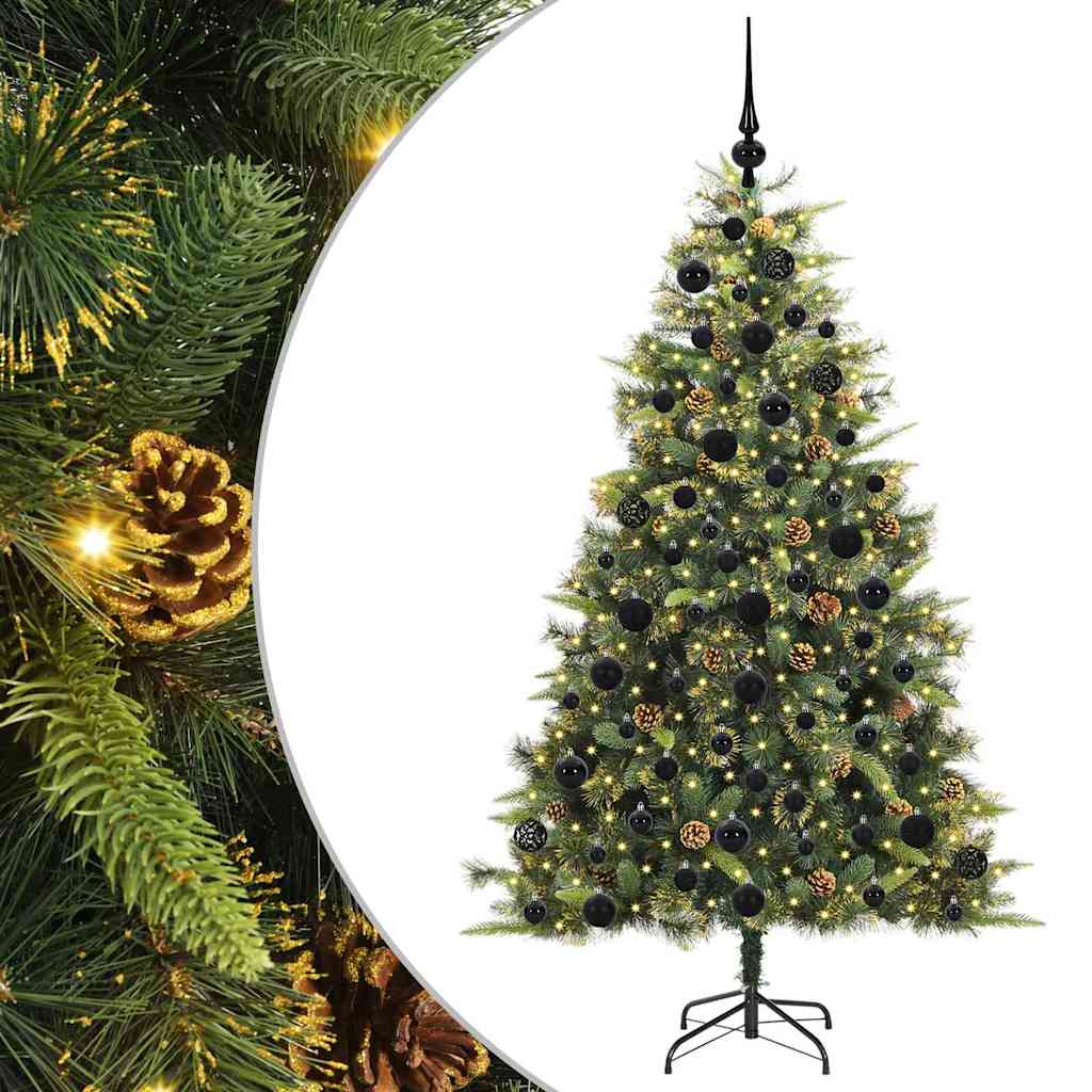 Artificial Hinged Christmas Tree with Cones Green 180 cm