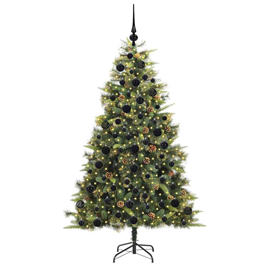 Artificial Hinged Christmas Tree with Cones Green 180 cm