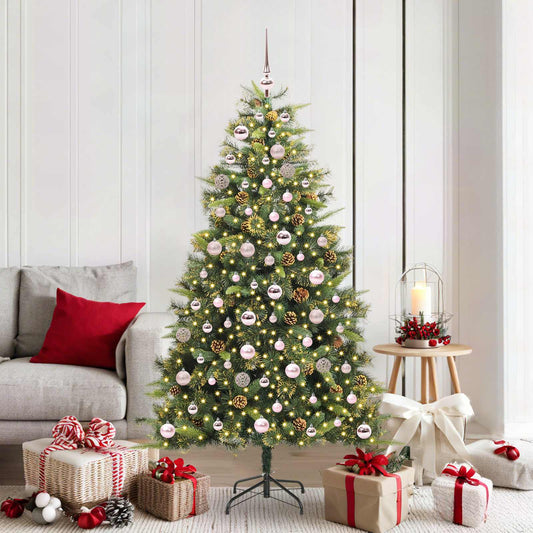 Artificial Hinged Christmas Tree with Cones Green 180 cm