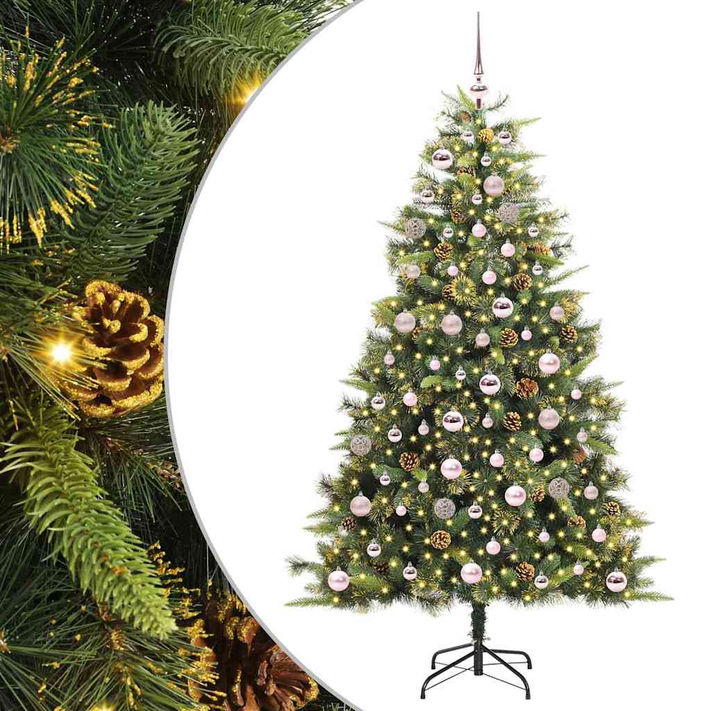 Artificial Hinged Christmas Tree with Cones Green 180 cm