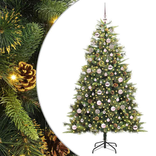Artificial Hinged Christmas Tree with Cones Green 180 cm