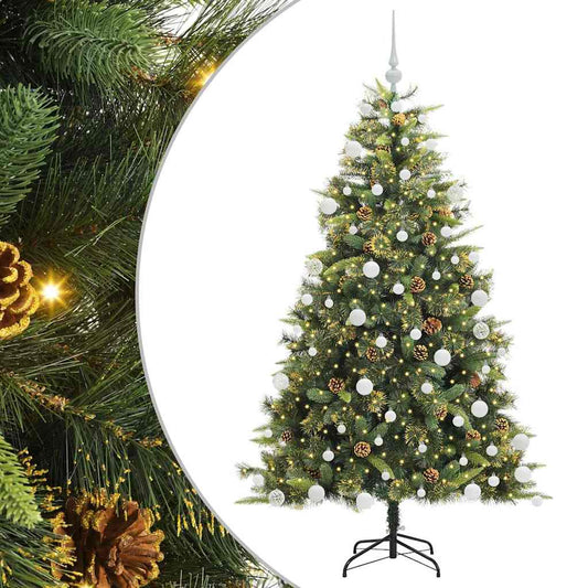 Artificial Hinged Christmas Tree with Cones Green 180 cm