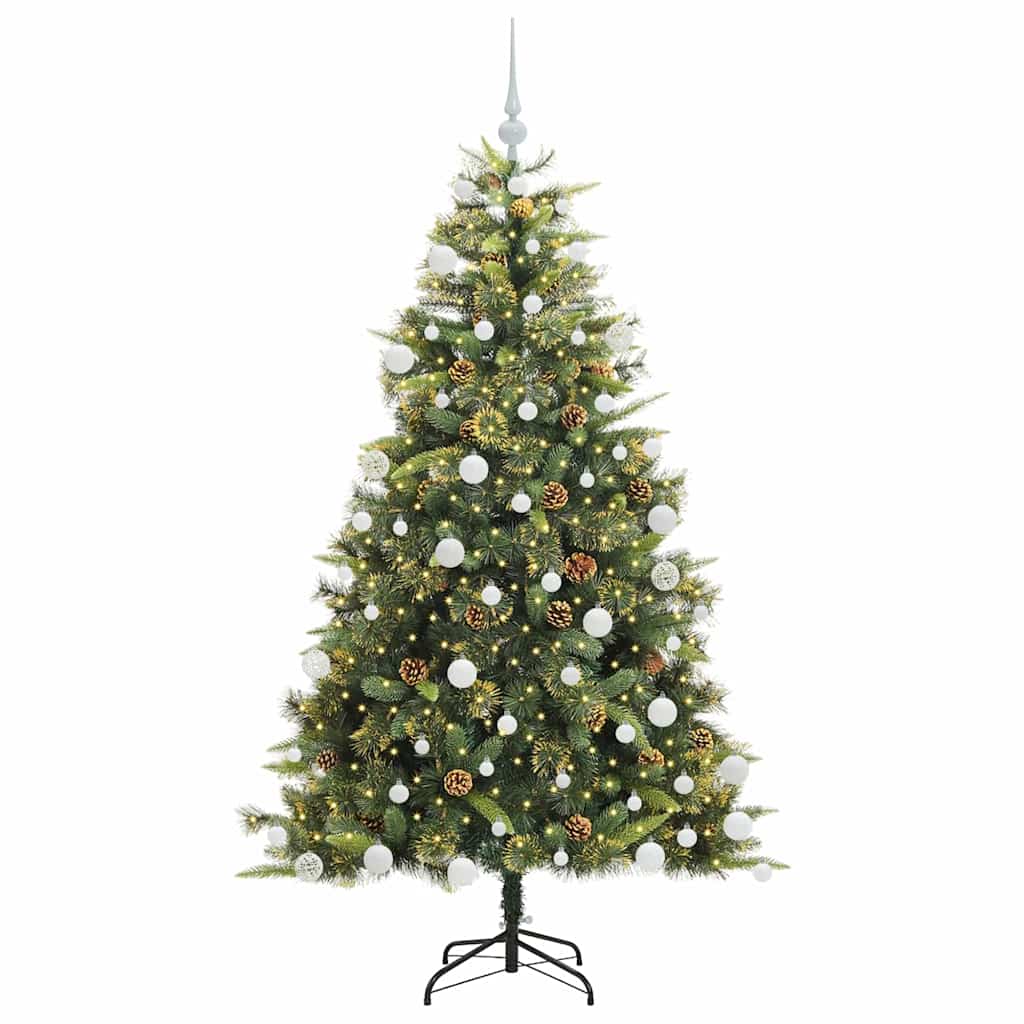 Artificial Hinged Christmas Tree with Cones Green 180 cm