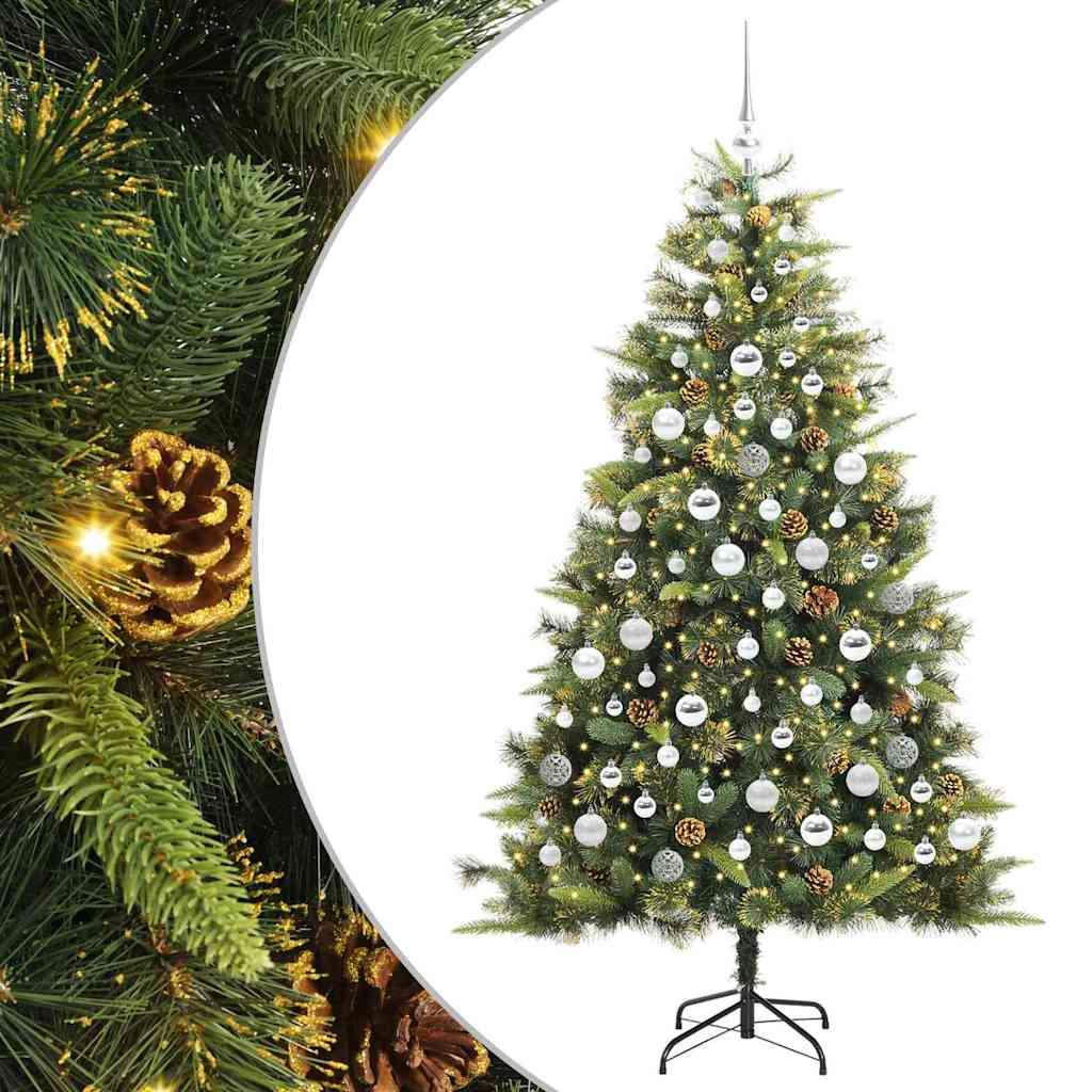 Artificial Hinged Christmas Tree with Cones Green 180 cm