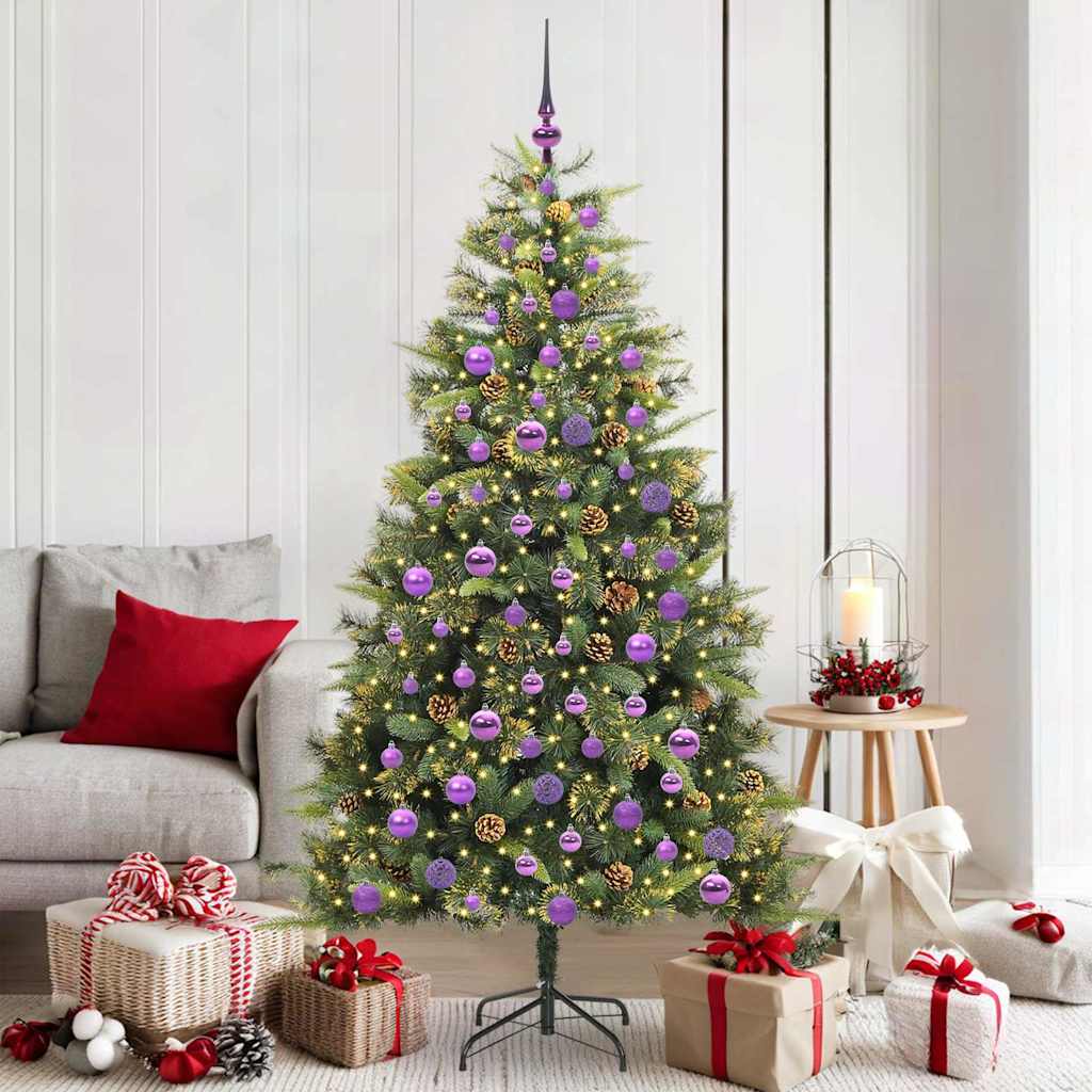 Artificial Hinged Christmas Tree with Cones Green 180 cm