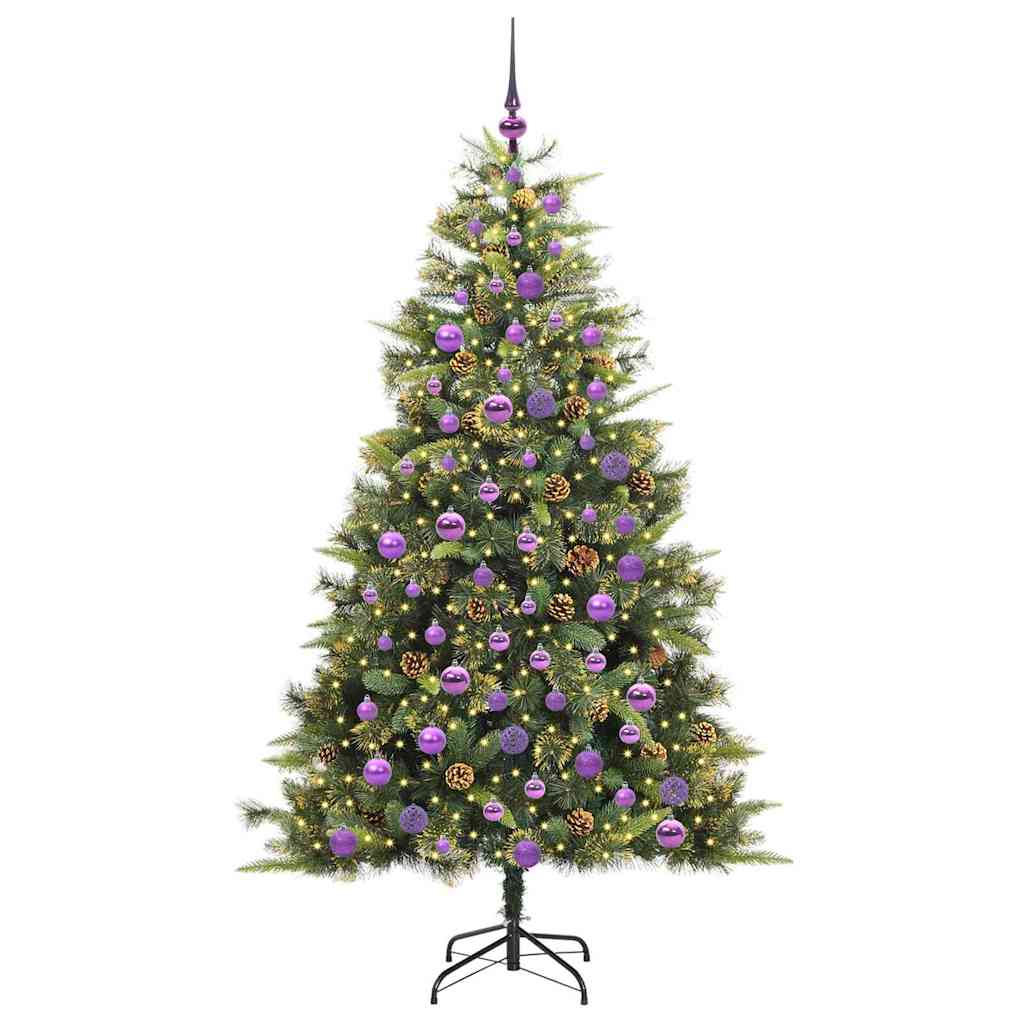 Artificial Hinged Christmas Tree with Cones Green 180 cm