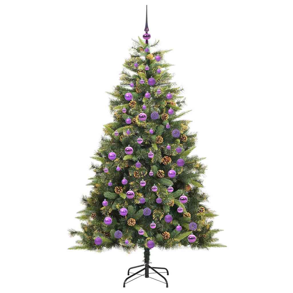 Artificial Hinged Christmas Tree with Cones Green 180 cm