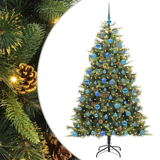 Artificial Hinged Christmas Tree with Cones Green 180 cm