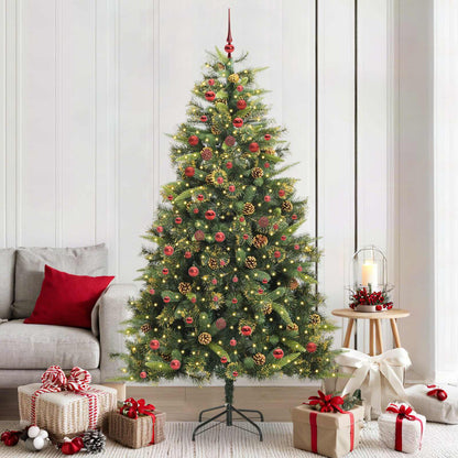 Artificial Hinged Christmas Tree with Cones Green 210 cm