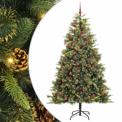 Artificial Hinged Christmas Tree with Cones Green 210 cm