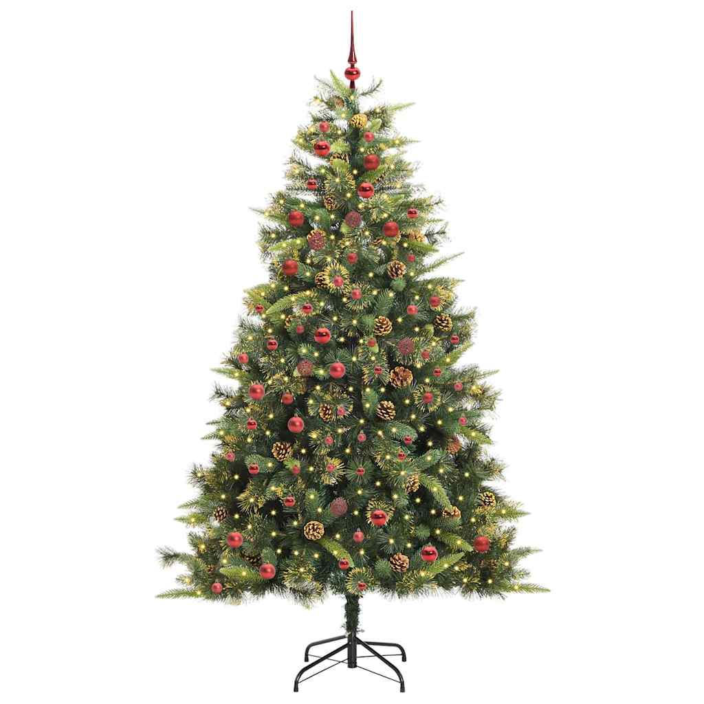 Artificial Hinged Christmas Tree with Cones Green 210 cm