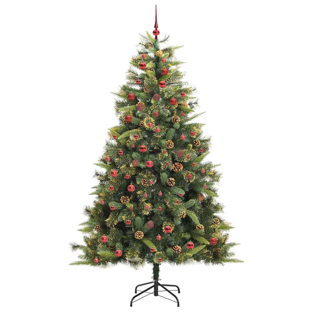 Artificial Hinged Christmas Tree with Cones Green 210 cm
