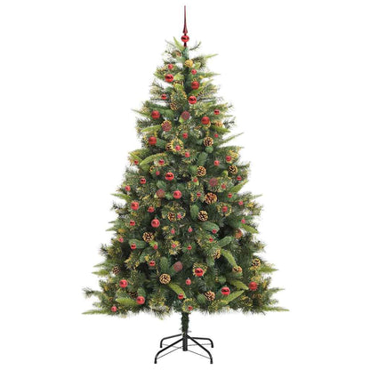 Artificial Hinged Christmas Tree with Cones Green 210 cm