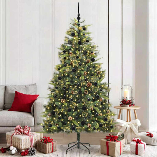 Artificial Hinged Christmas Tree with Cones Green 210 cm