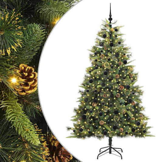 Artificial Hinged Christmas Tree with Cones Green 210 cm