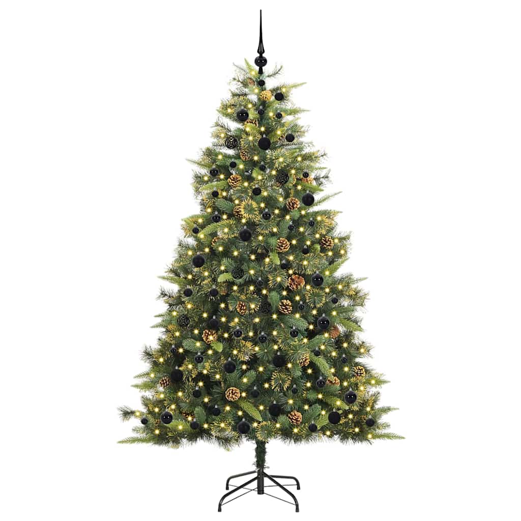 Artificial Hinged Christmas Tree with Cones Green 210 cm