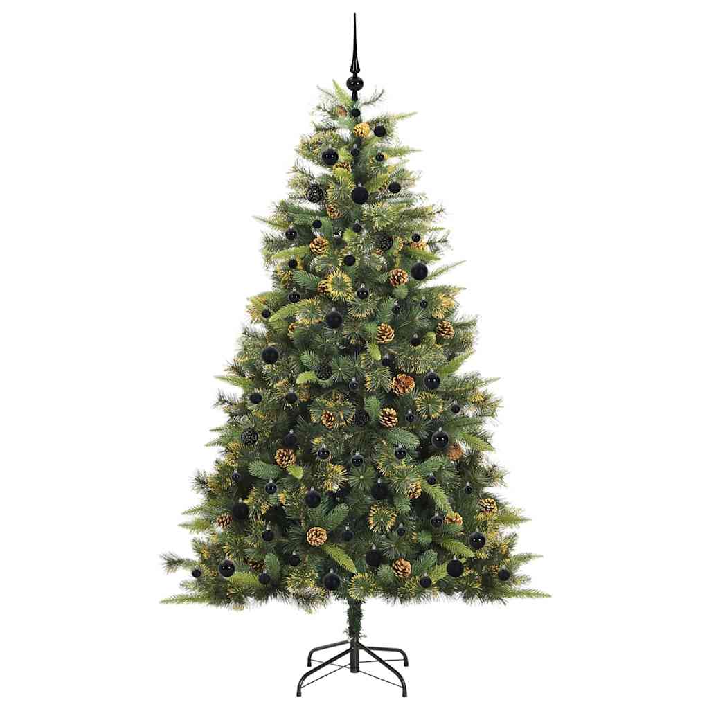 Artificial Hinged Christmas Tree with Cones Green 210 cm
