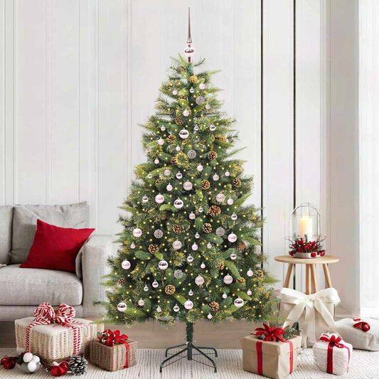 Artificial Hinged Christmas Tree with Cones Green 210 cm