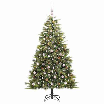 Artificial Hinged Christmas Tree with Cones Green 210 cm