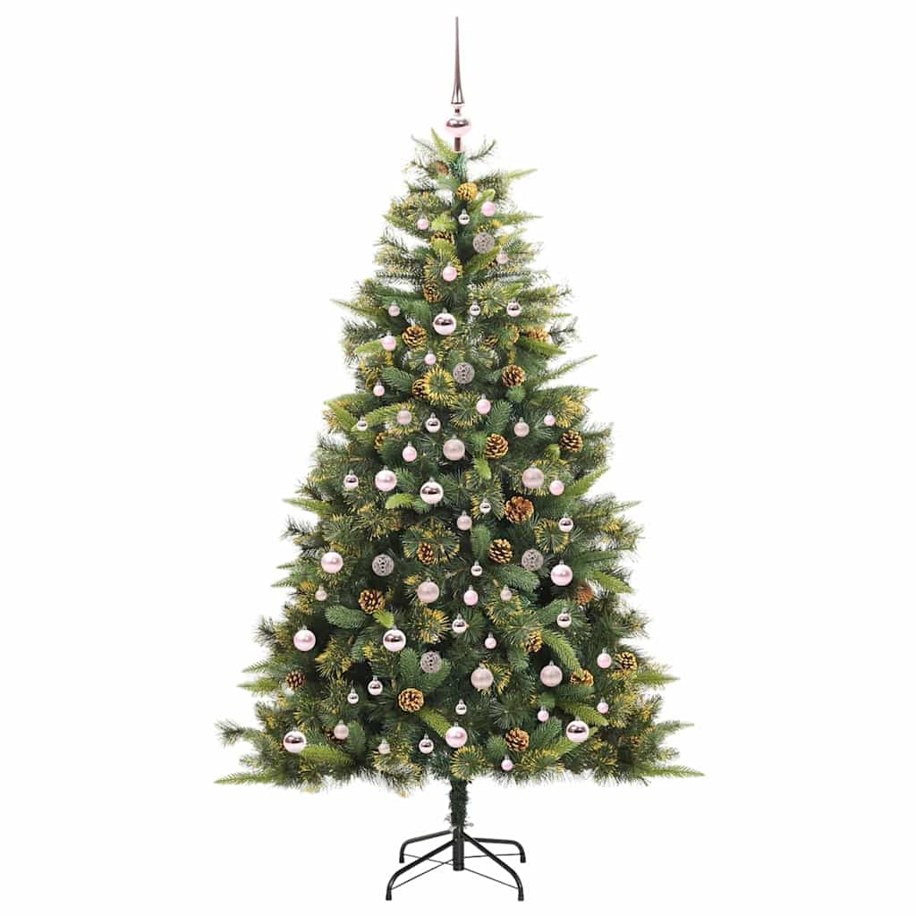 Artificial Hinged Christmas Tree with Cones Green 210 cm