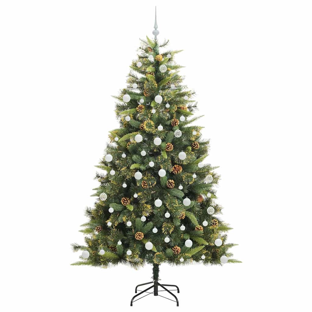 Artificial Hinged Christmas Tree with Cones Green 210 cm