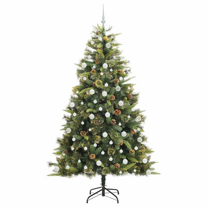 Artificial Hinged Christmas Tree with Cones Green 210 cm