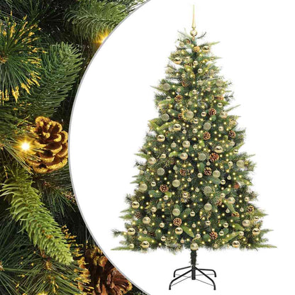 Artificial Hinged Christmas Tree with Cones Green 210 cm