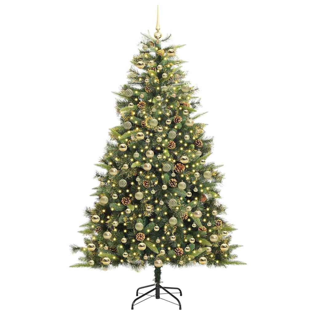 Artificial Hinged Christmas Tree with Cones Green 210 cm